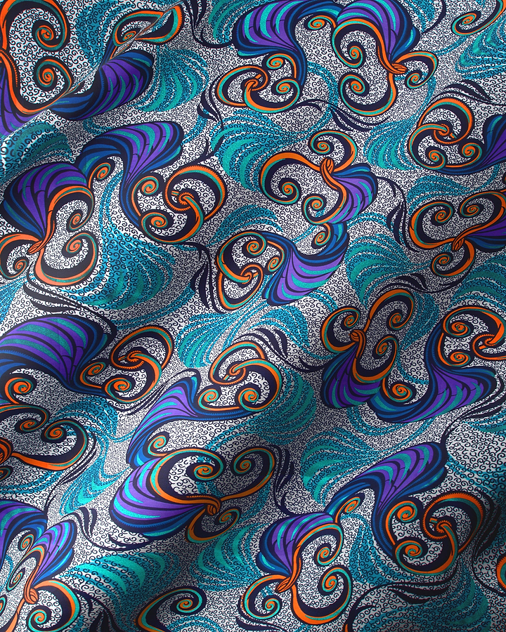 Vibrant butterfly-patterned fabric shades teal satin royal vlw7252.002