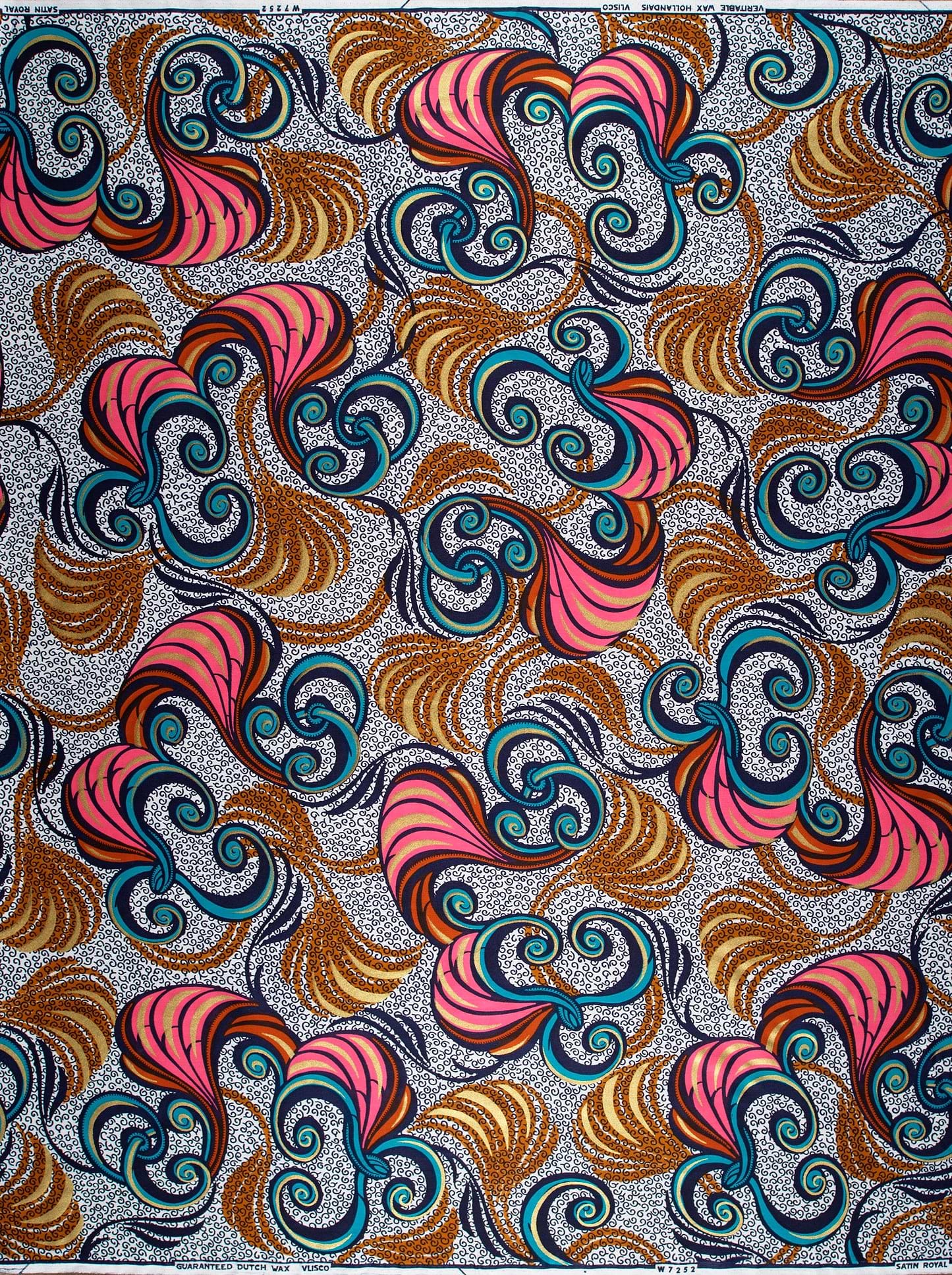 Vibrant pink teal floral-patterned fabric satin royal vlw7252.003