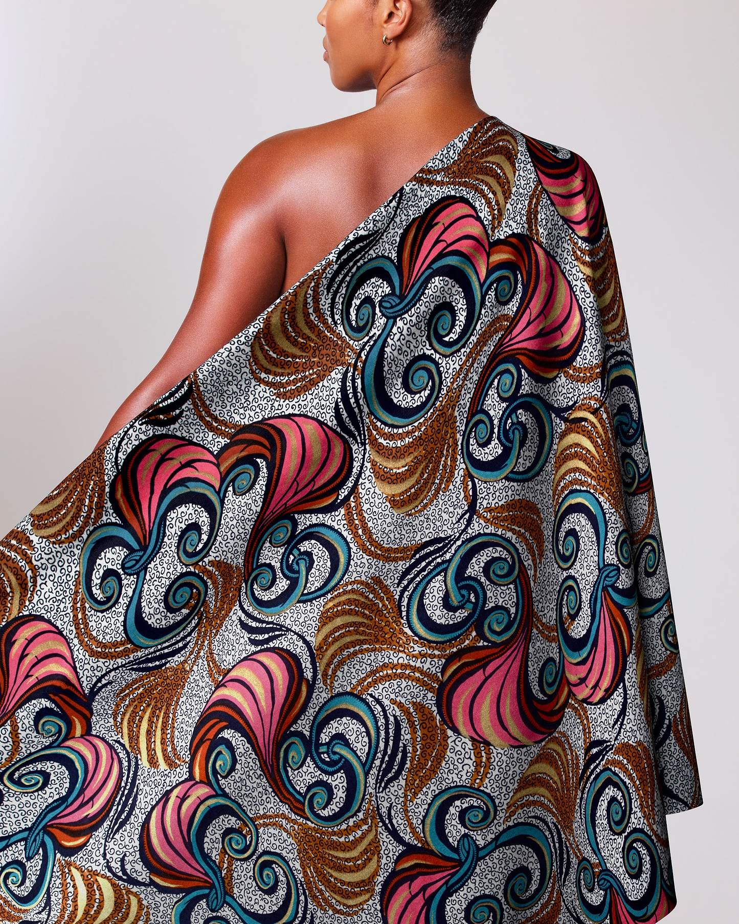 Vibrant one-shoulder wrap dress bold satin royal vlw7252.003