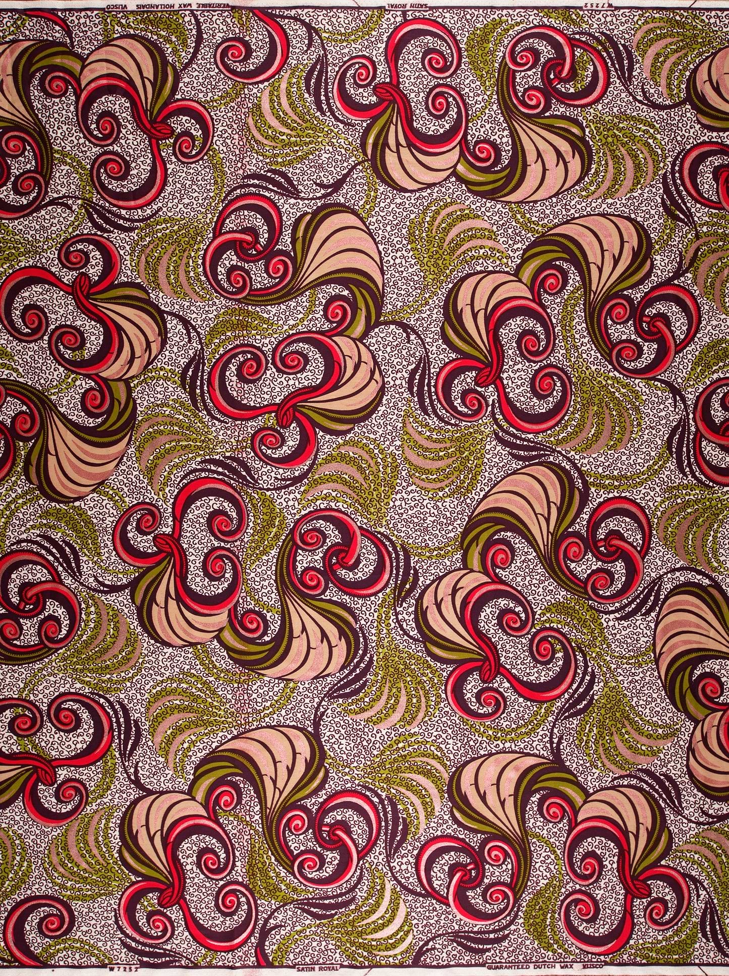 Vibrant red beige olive green satin royal vlw7252.004
