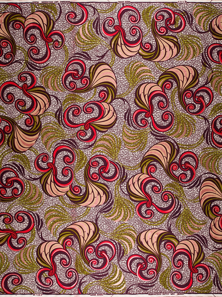 Vibrant red beige olive green satin royal vlw7252.004