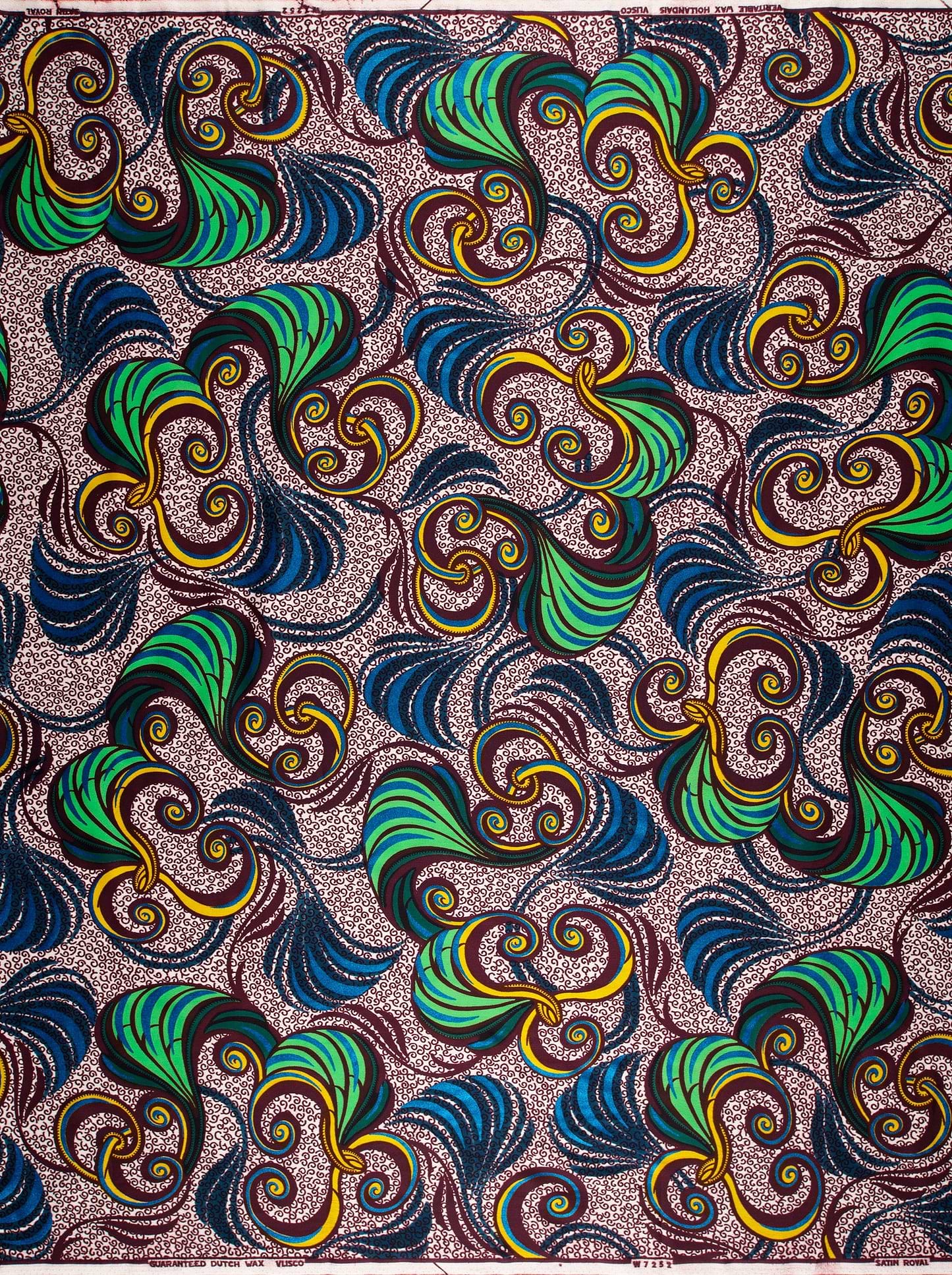Vibrant patterned african print fabric satin royal vlw7252.005