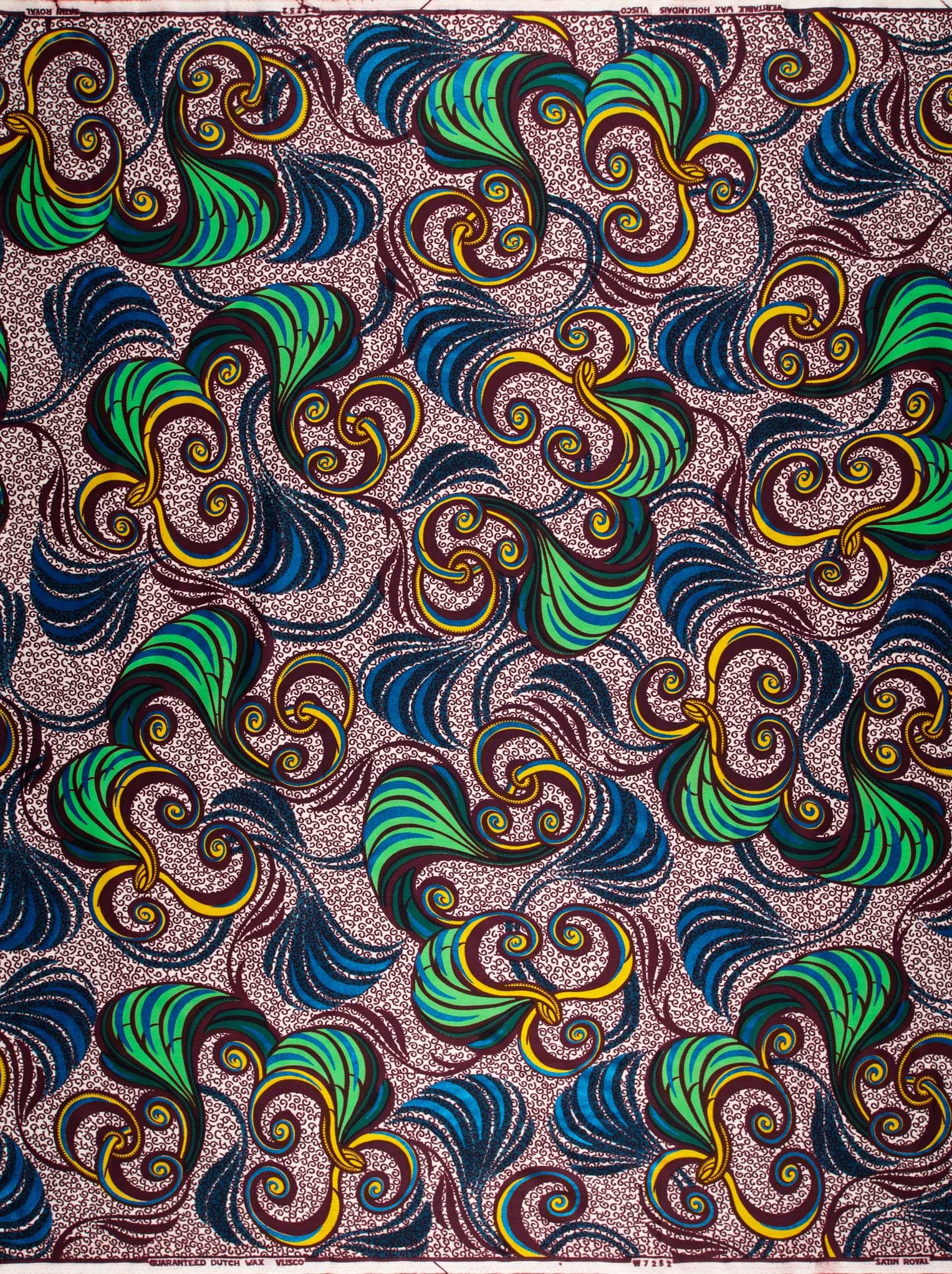 Vibrant patterned african print fabric satin royal vlw7252.005