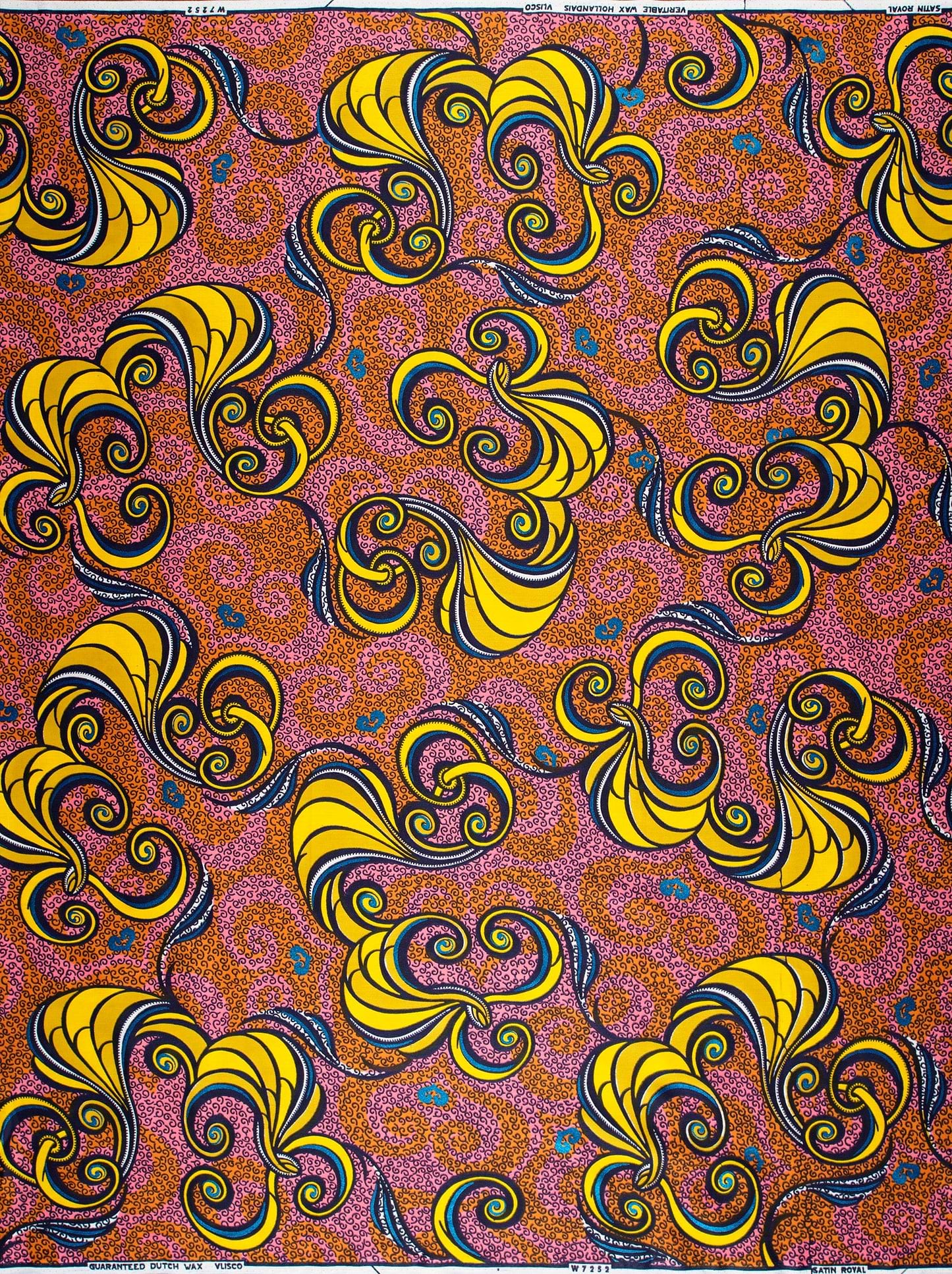 Vibrant yellow black floral-patterned fabric satin royal vlw7252.006