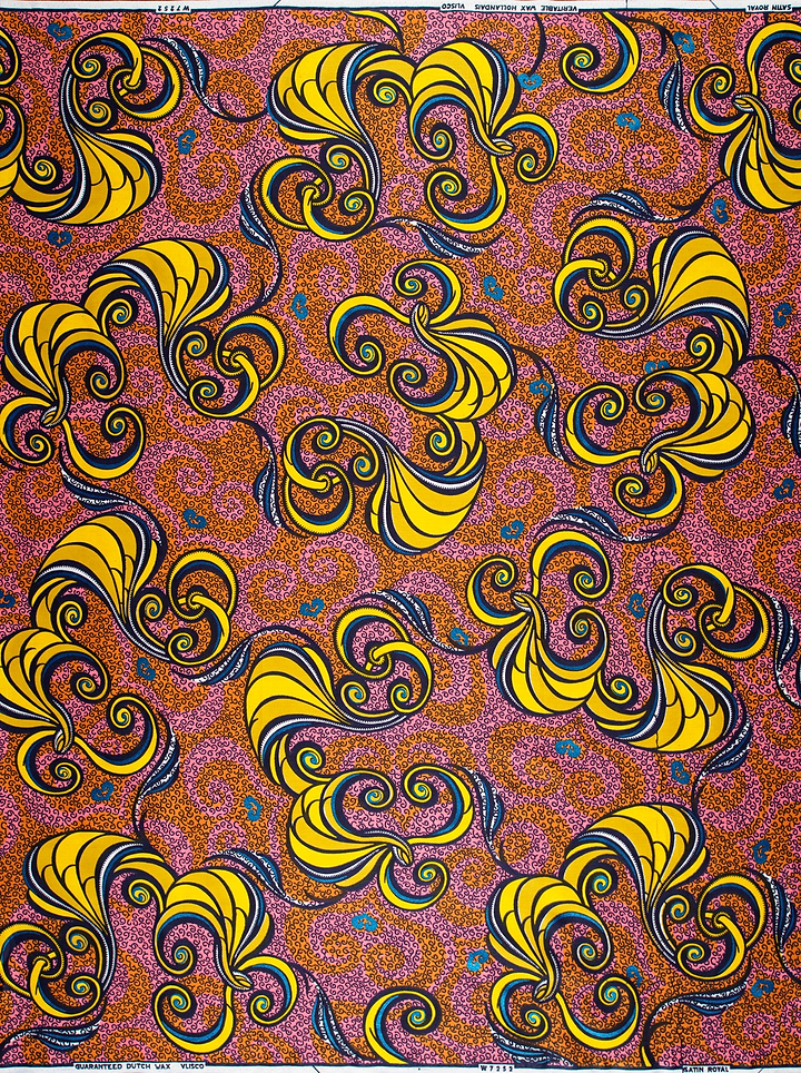 Vibrant yellow black floral-patterned fabric satin royal vlw7252.006