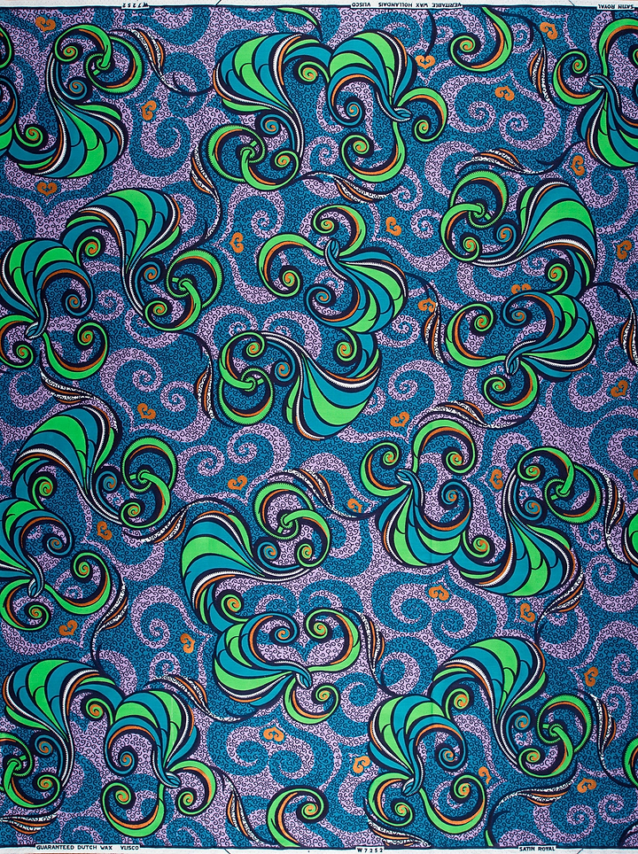 Vibrant green teal patterns deep satin royal vlw7252.007