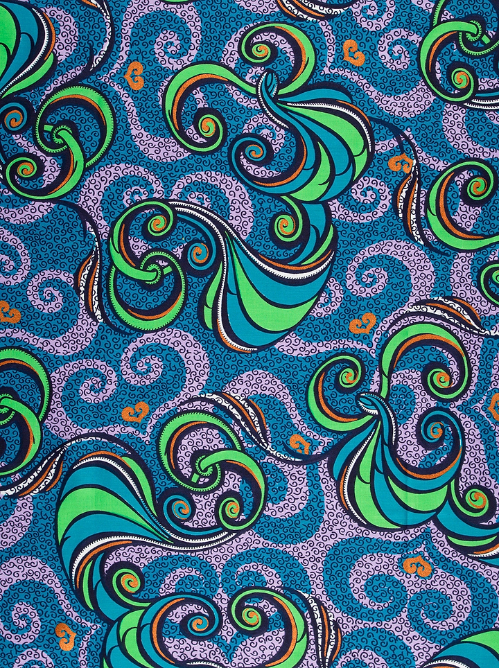 Vibrant blue green paisley-patterned fabric satin royal vlw7252.007