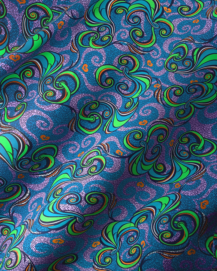 Vibrant blue green paisley fabric satin royal vlw7252.007