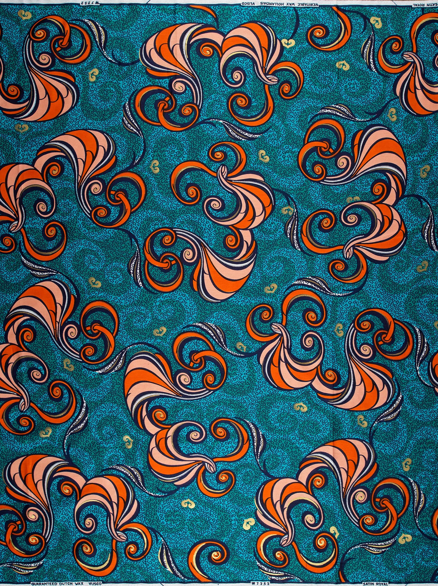 Vibrant orange white floral-patterned fabric satin royal vlw7252.008