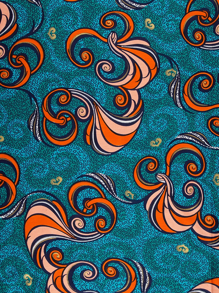 Vibrant orange peach swirl-patterned fabric satin royal vlw7252.008
