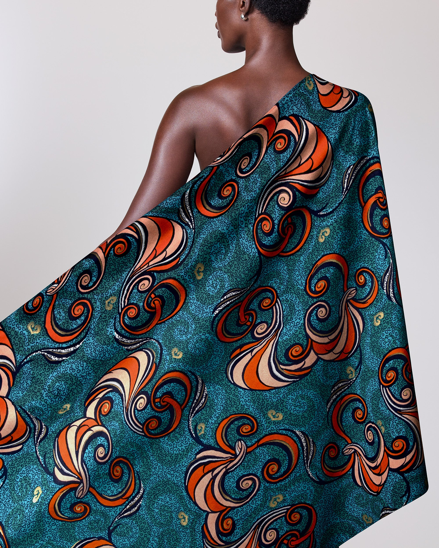 Vibrant teal fabric bold orange satin royal vlw7252.008