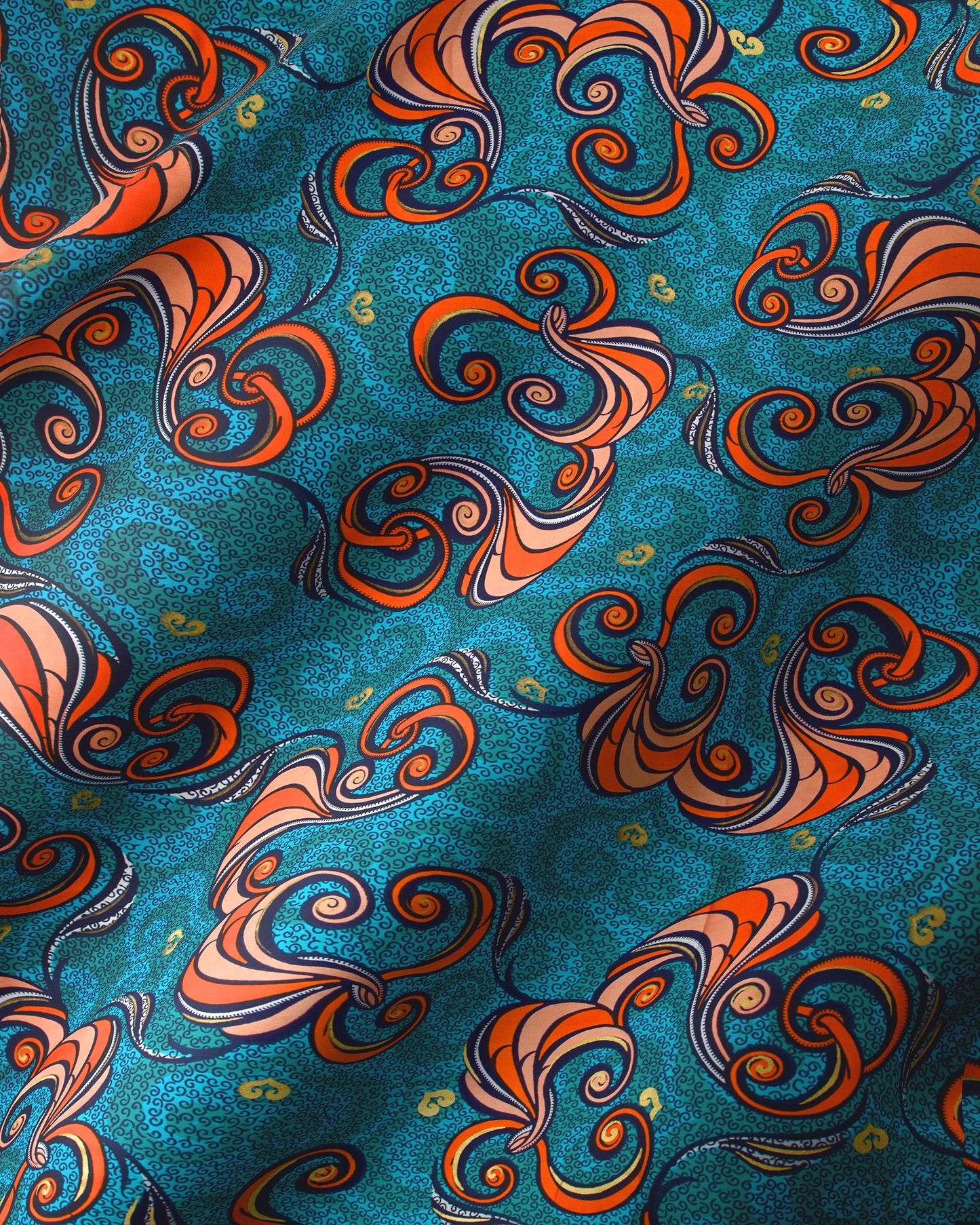 Vibrant teal fabric adorned orange satin royal vlw7252.008