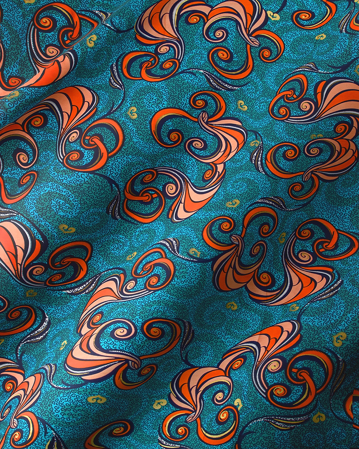 Vibrant teal fabric adorned orange satin royal vlw7252.008