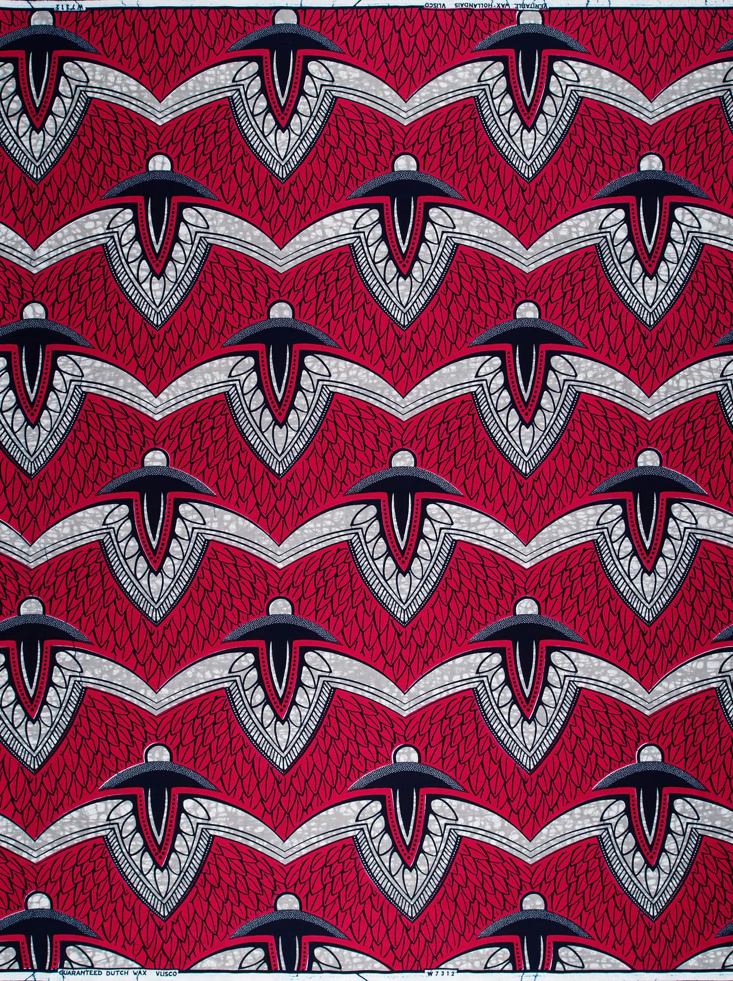 Vibrant red african print fabric wax hollandais vlw7312.002