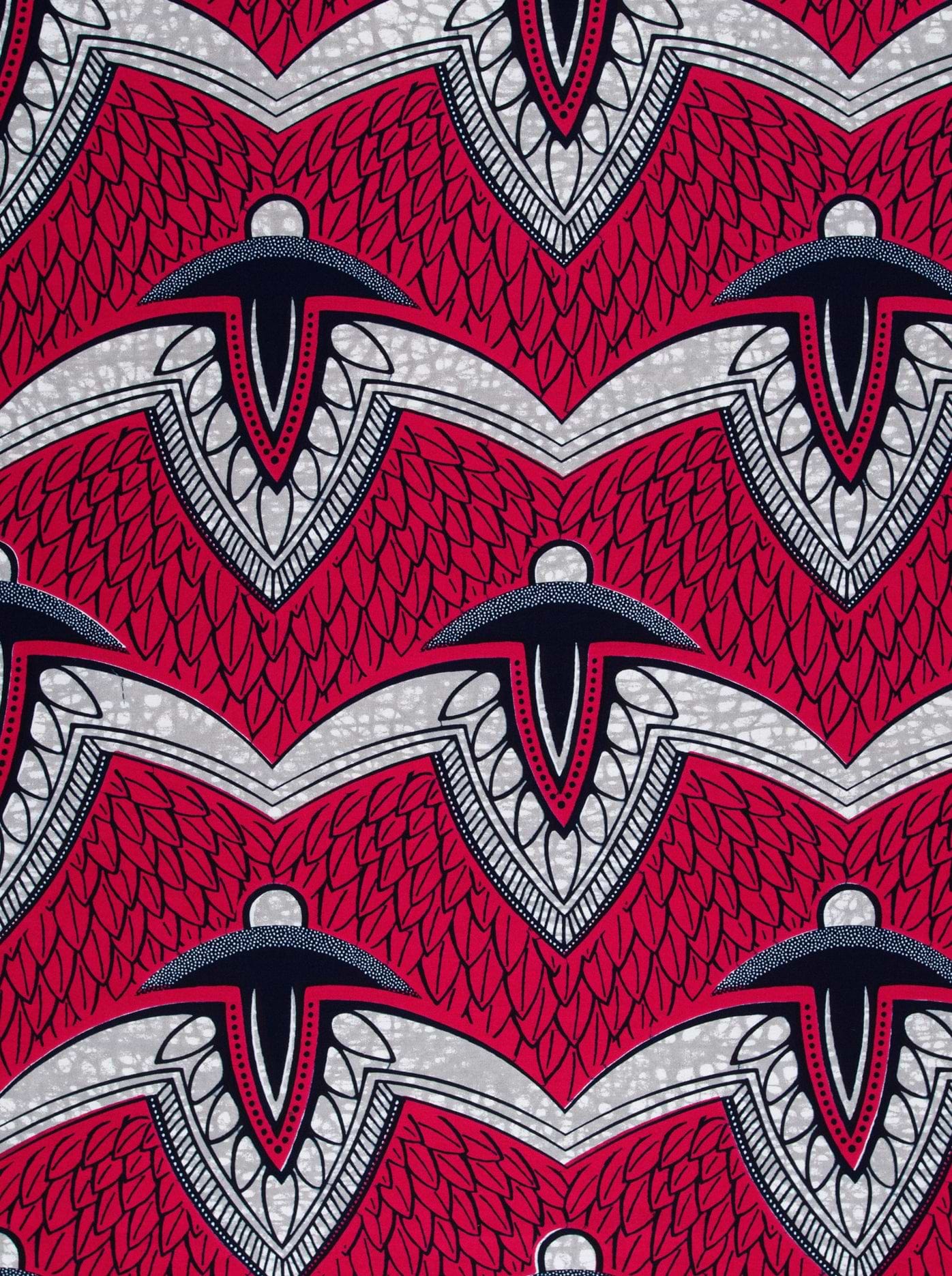 Vibrant red african print fabric wax hollandais vlw7312.002