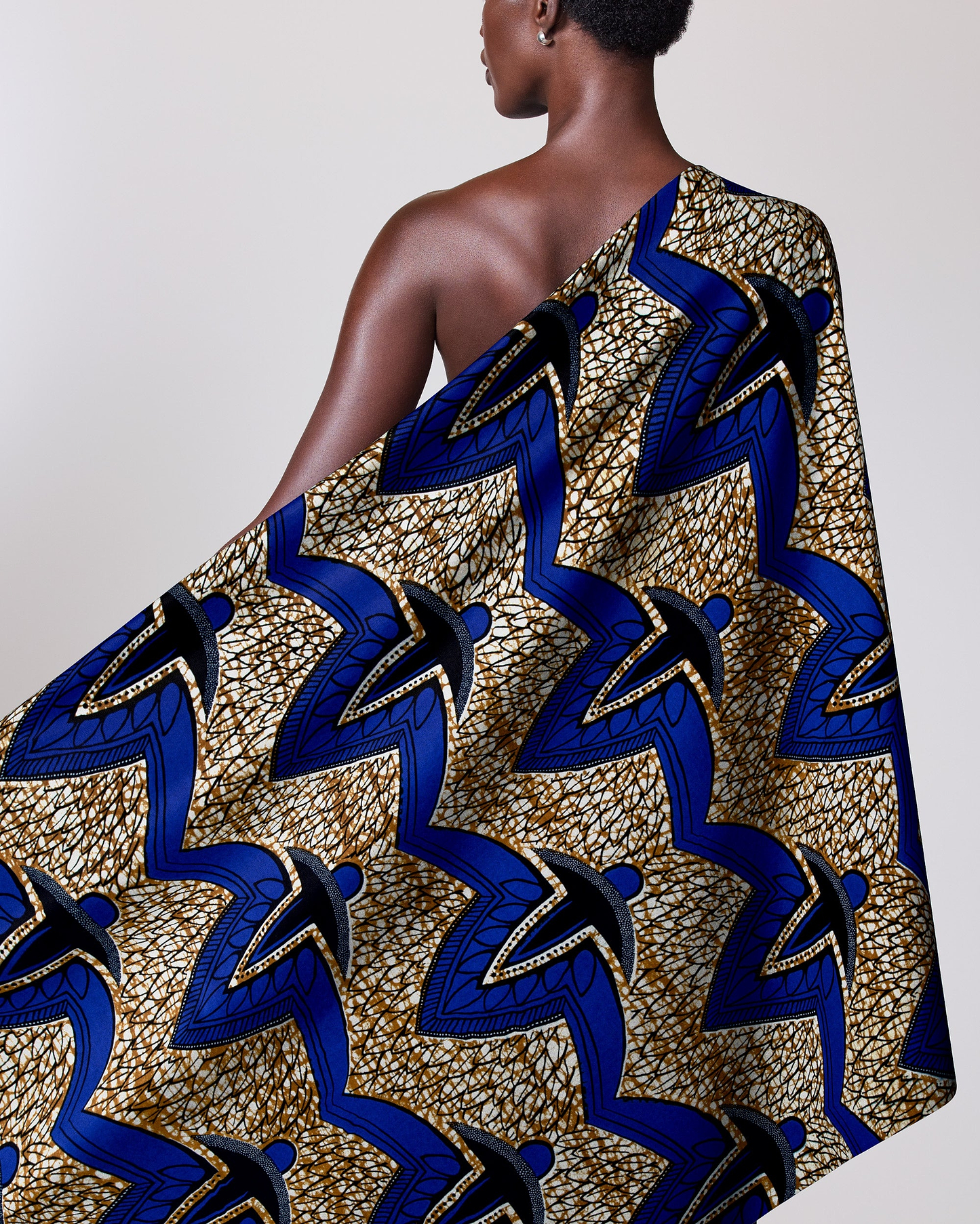 One-shoulder wrap dress bold blue wax hollandais vlw7312.003