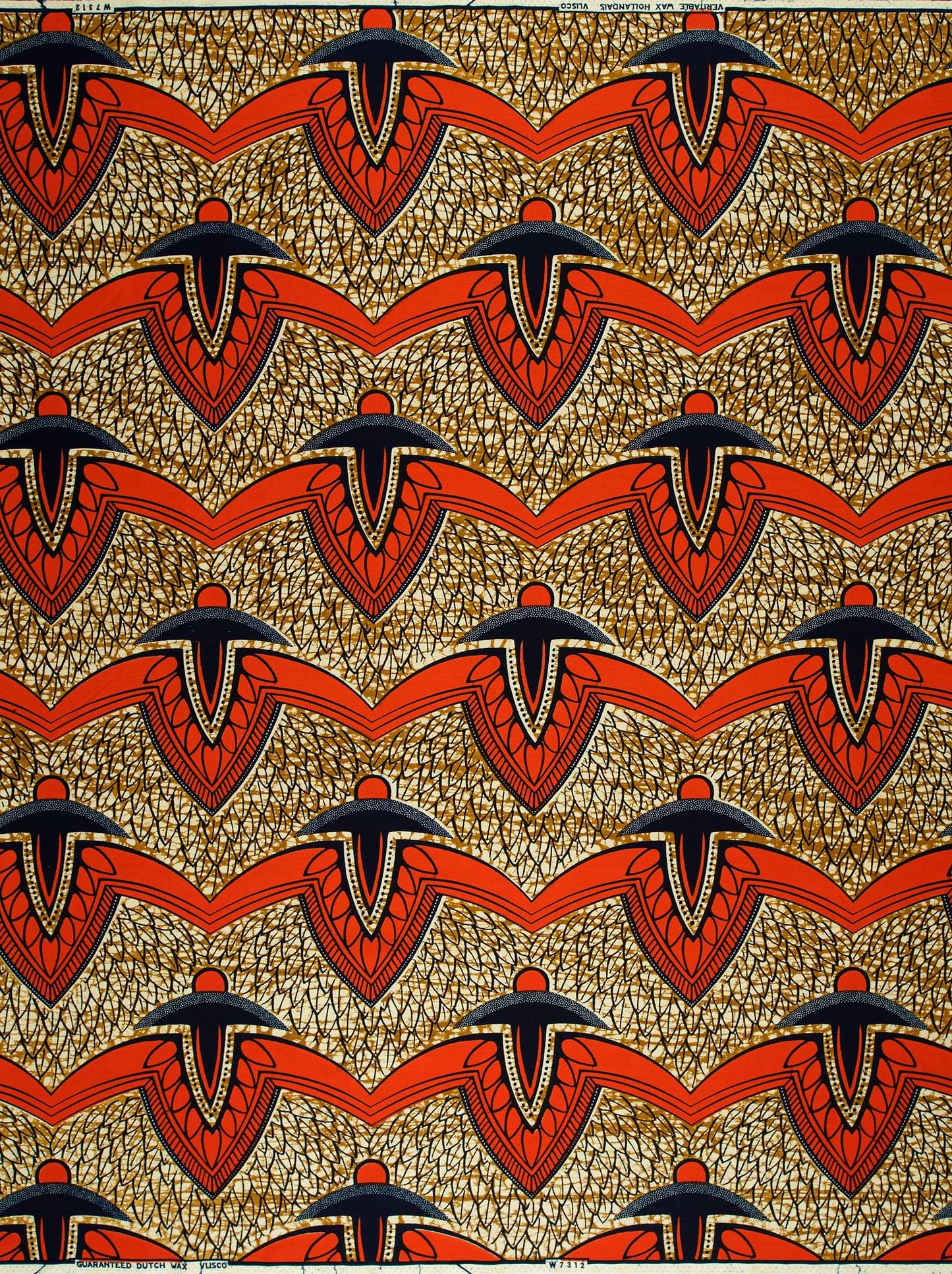 Red black geometric-patterned african print wax hollandais vlw7312.004