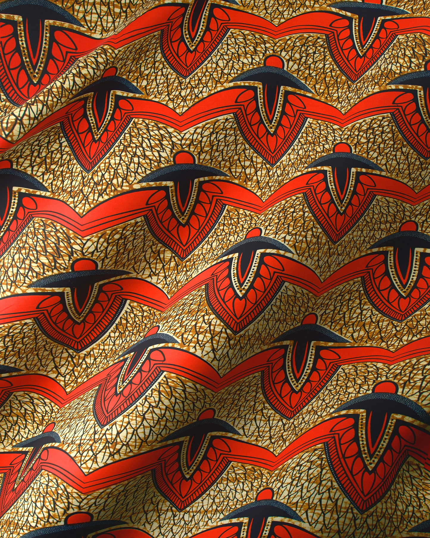 Vibrant red black geometric-patterned fabric wax hollandais vlw7312.004