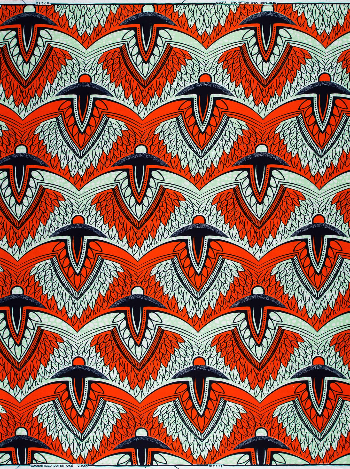 Vibrant red white black geometric wax hollandais vlw7312.006