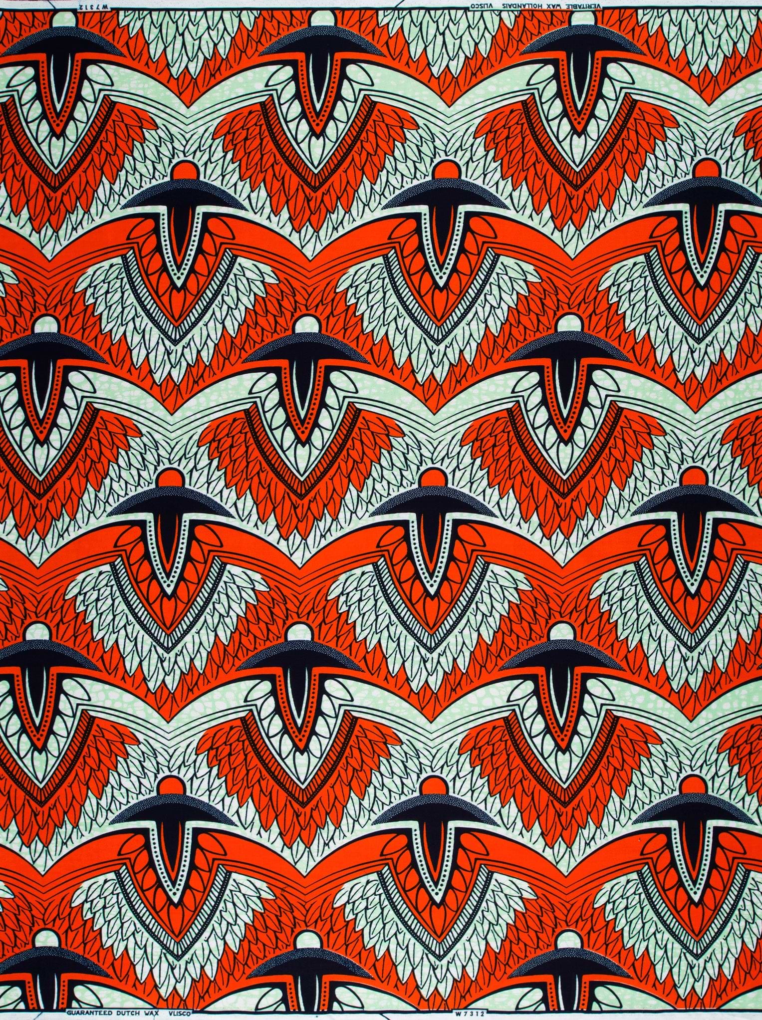 Vibrant red white black geometric wax hollandais vlw7312.006