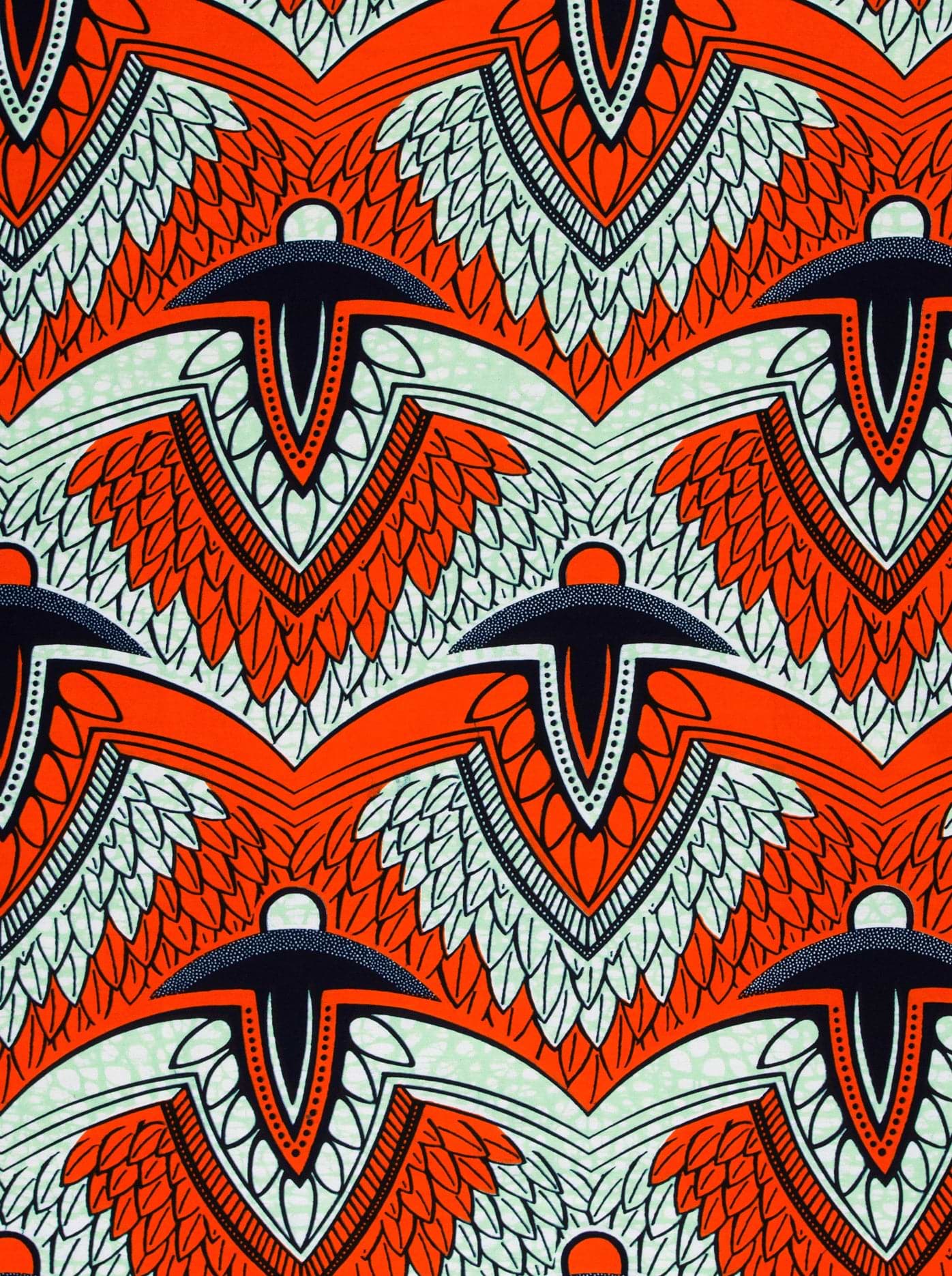Vibrant red white patterned fabric wax hollandais vlw7312.006