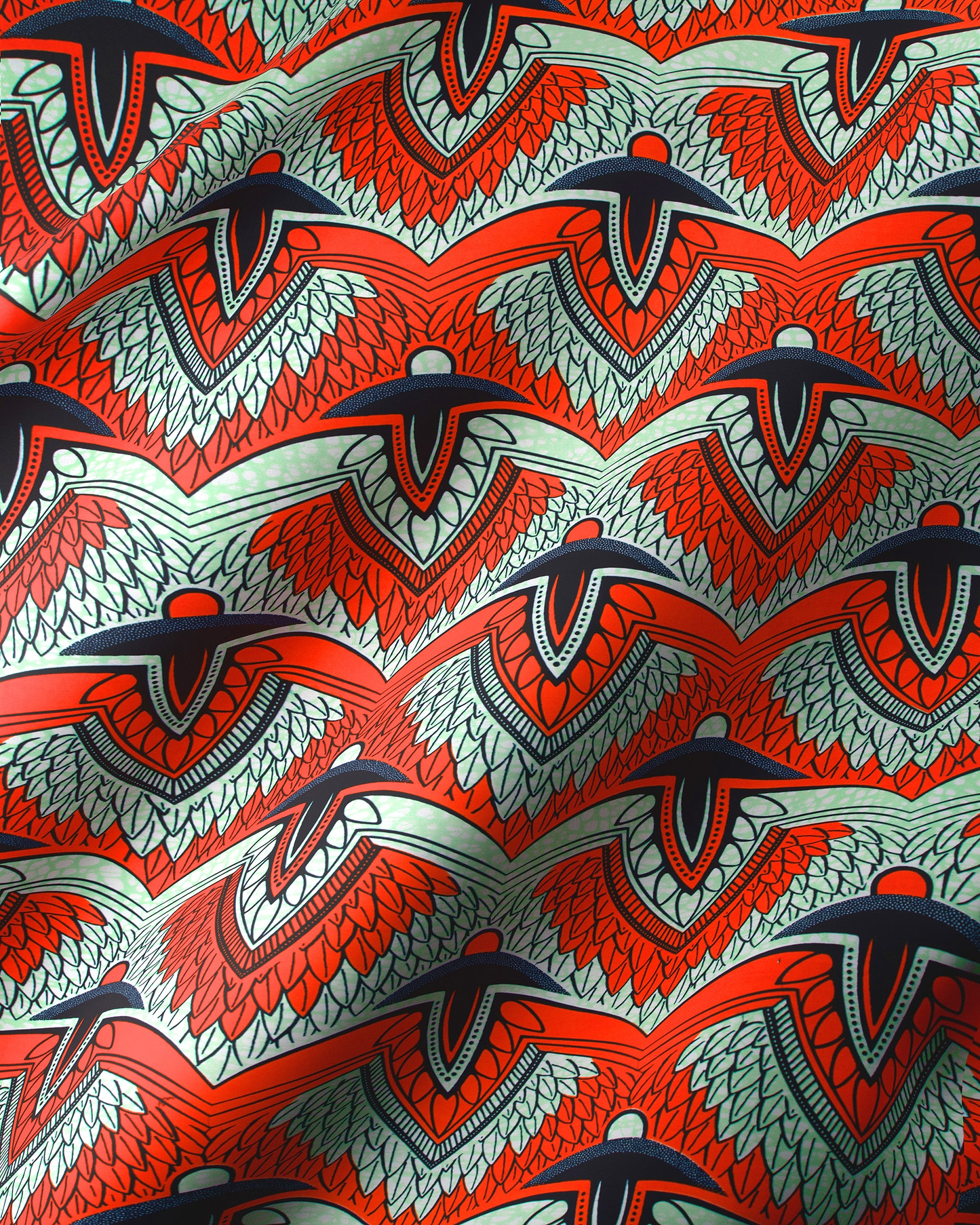 Vibrant red white black patterned wax hollandais vlw7312.006