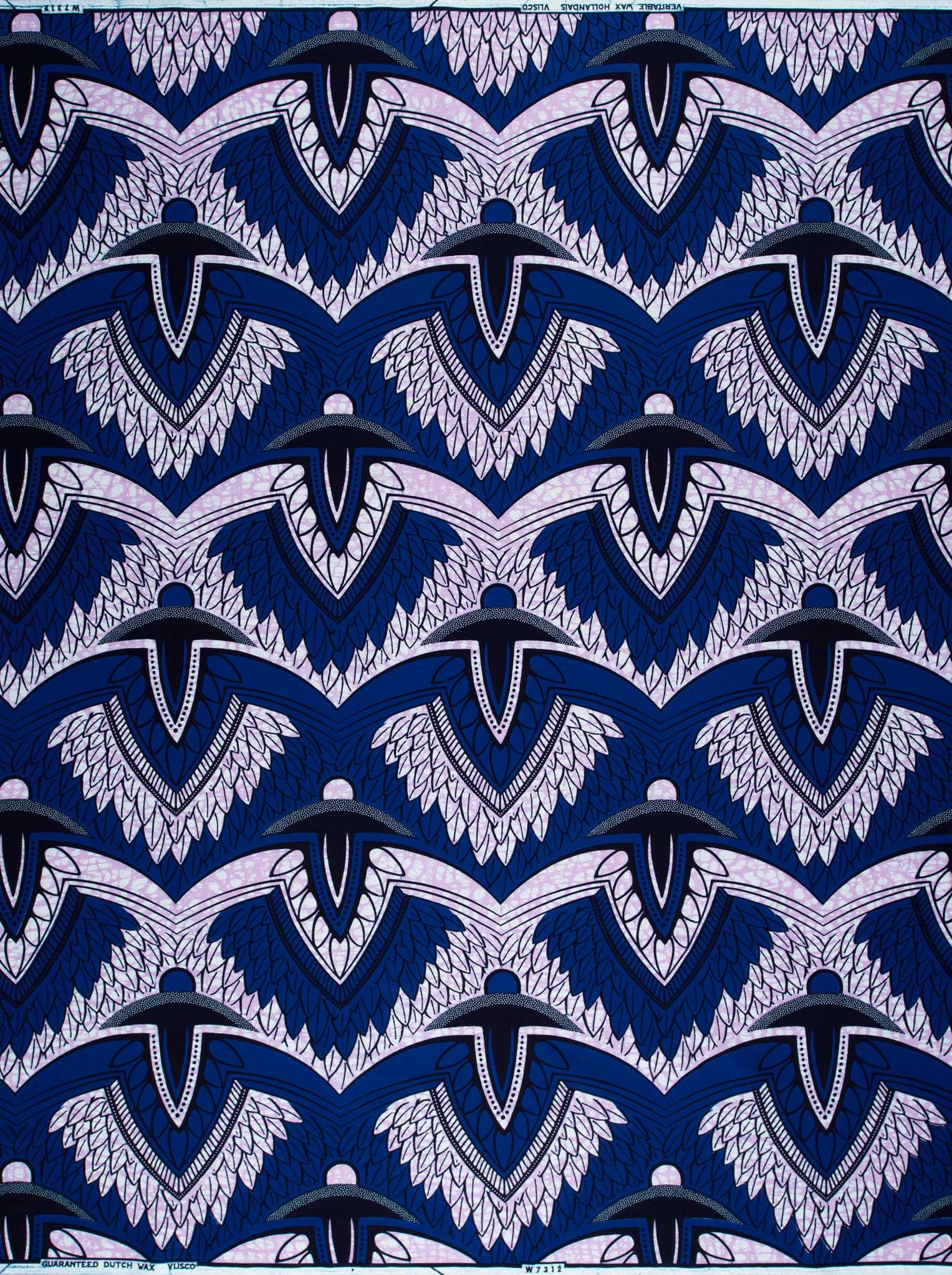 Deep blue african print fabric wax hollandais vlw7312.007