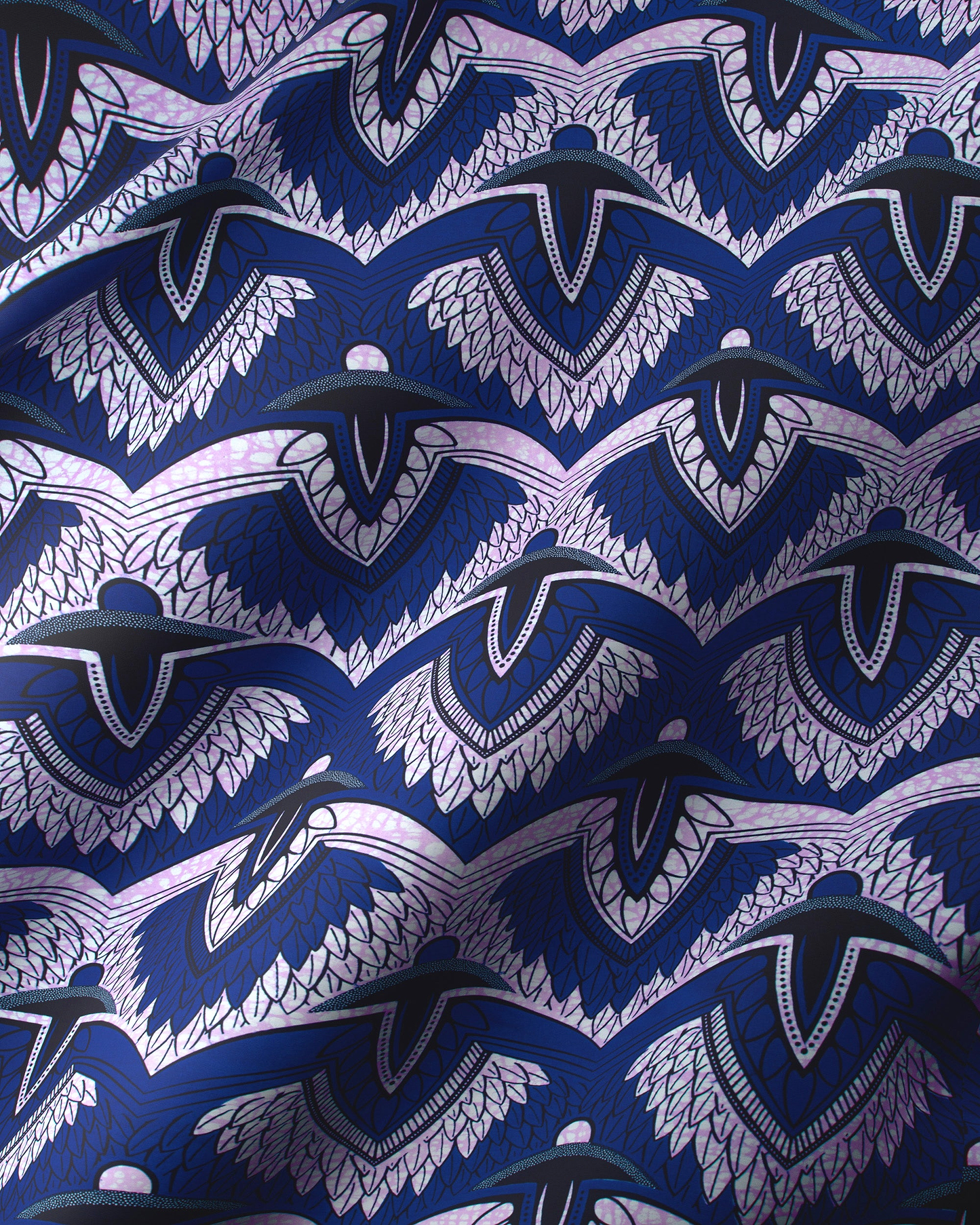 Dark blue fabric pattern stylized wax hollandais vlw7312.007