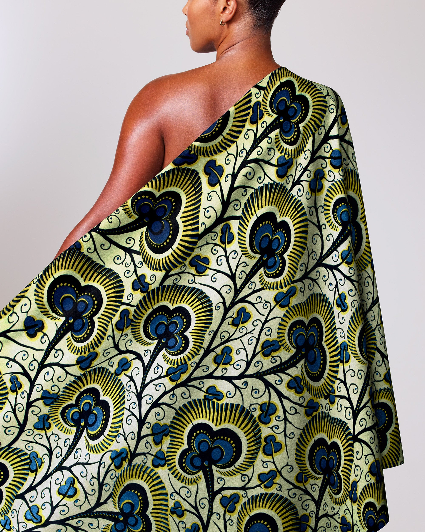 Vibrant one-shoulder wrap dress bold wax hollandais vlw7374.013