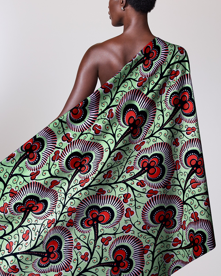 Vibrant green red black patterned wax hollandais vlw7374.014