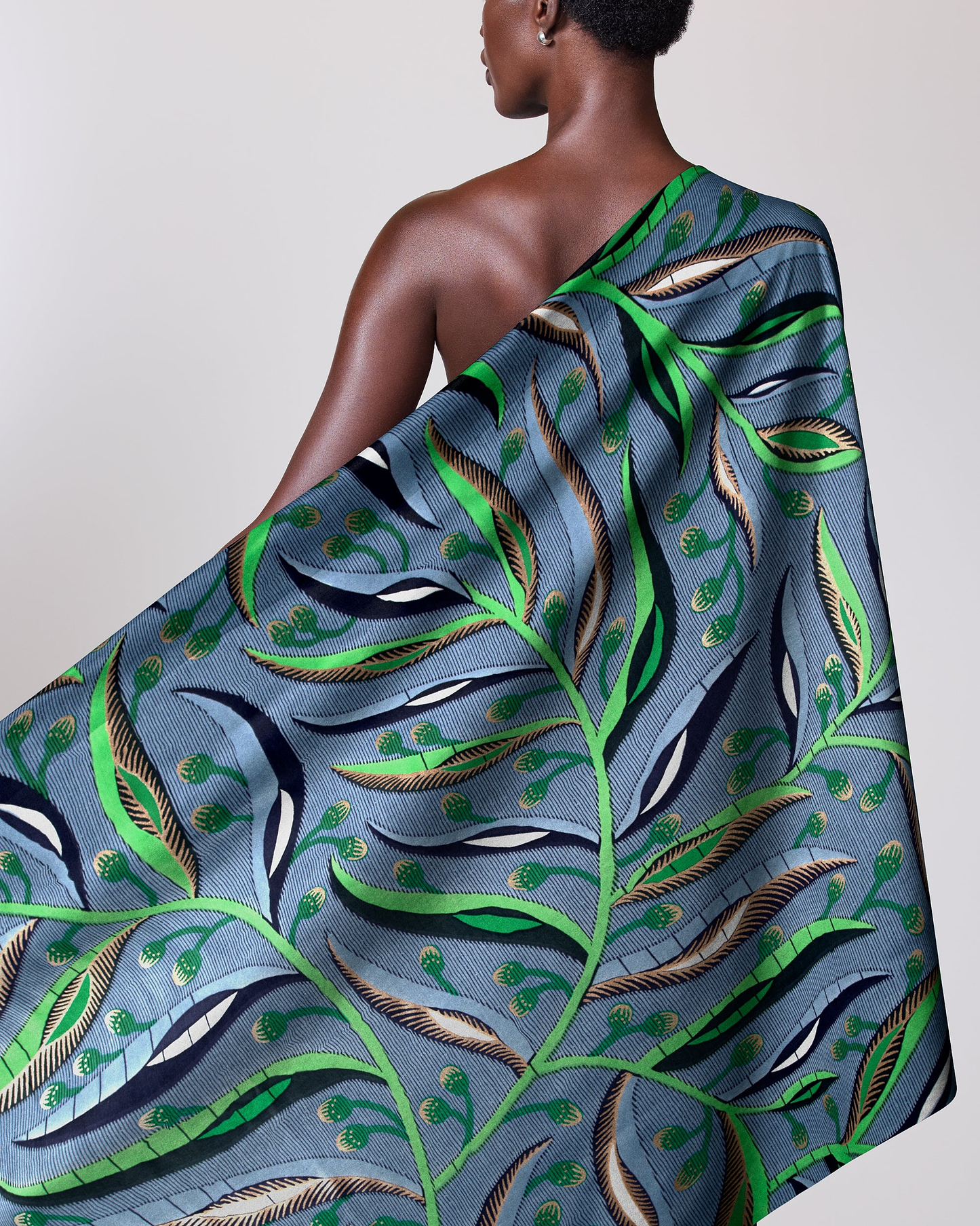 Vibrant blue green patterned fabric satin royal vlw7906.001