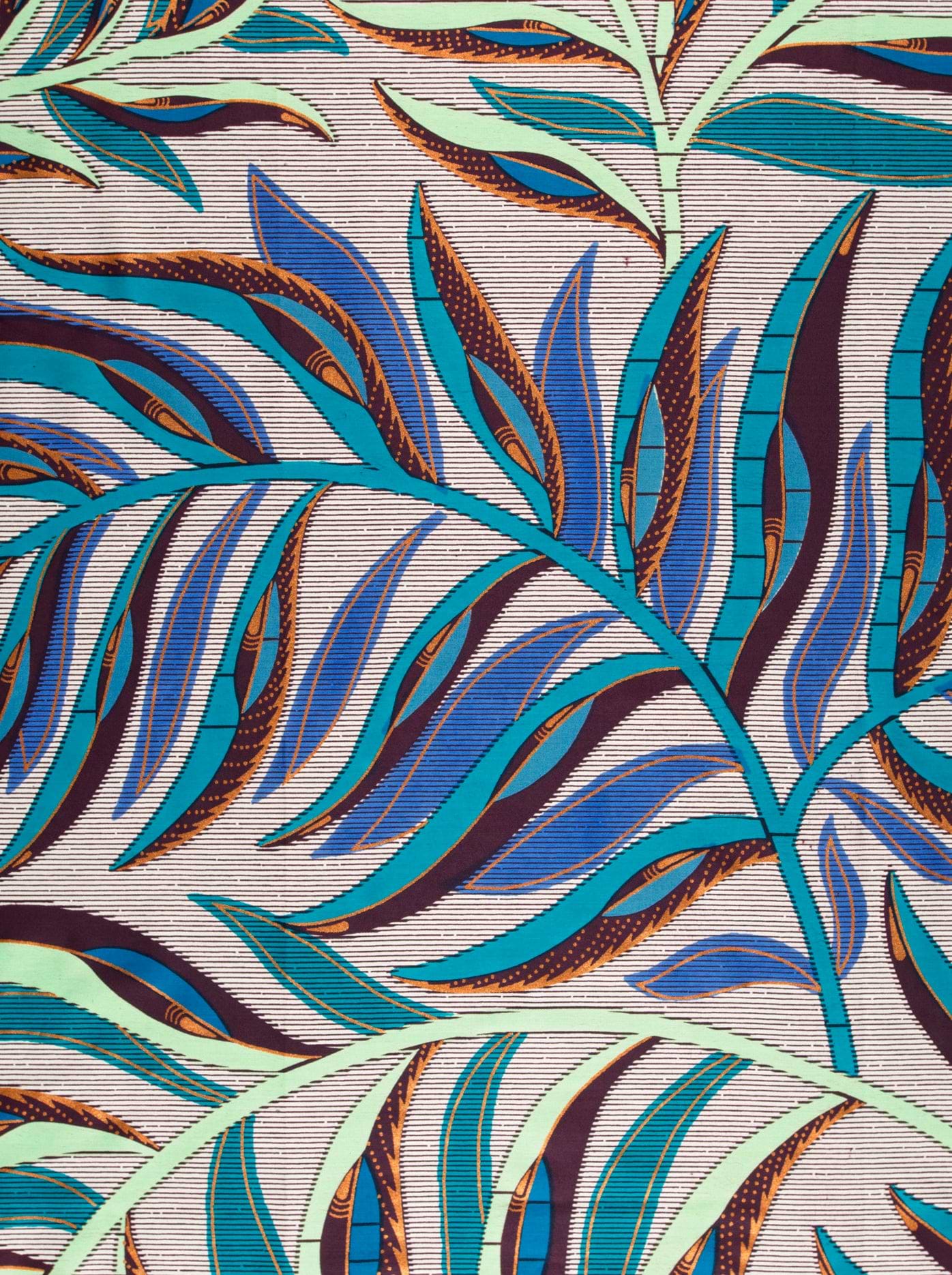 Vibrant blue teal tropical leaf satin royal vlw7906.004