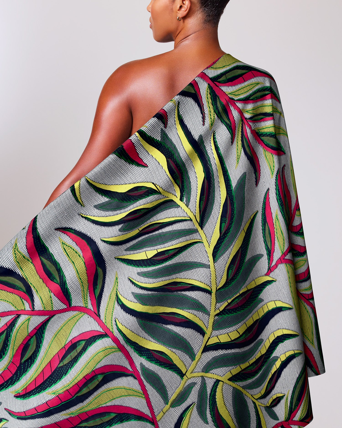 Vibrant one-shoulder wrap dress bold satin royal vlw7906.007