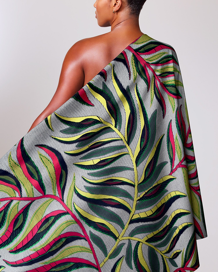 Vibrant one-shoulder wrap dress bold satin royal vlw7906.007
