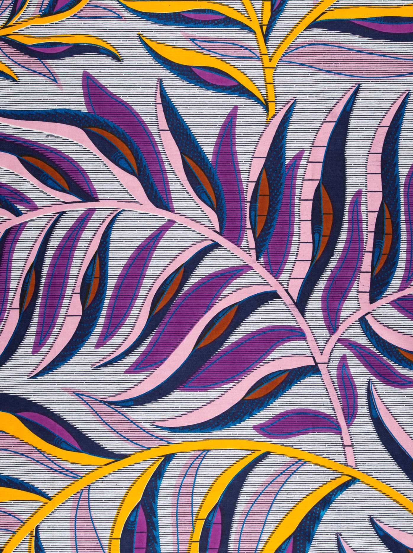 Vibrant tropical leaf pattern fabric satin royal vlw7906.008