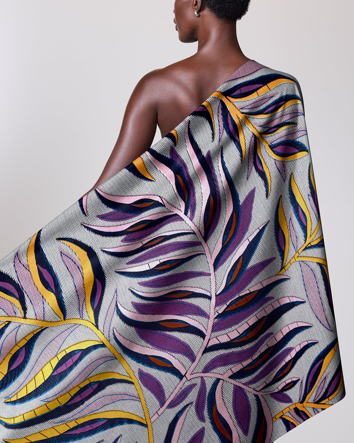 Vibrant one-shoulder wrap scarf bold satin royal vlw7906.008