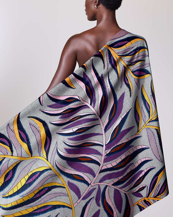 Vibrant one-shoulder wrap scarf bold satin royal vlw7906.008