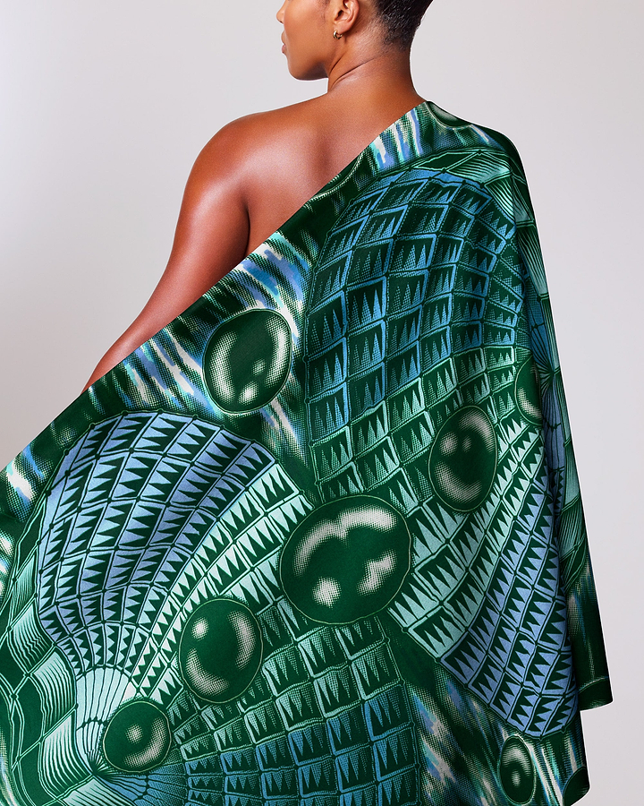Green blue patterned fabric wax hollandais vlw8488.002