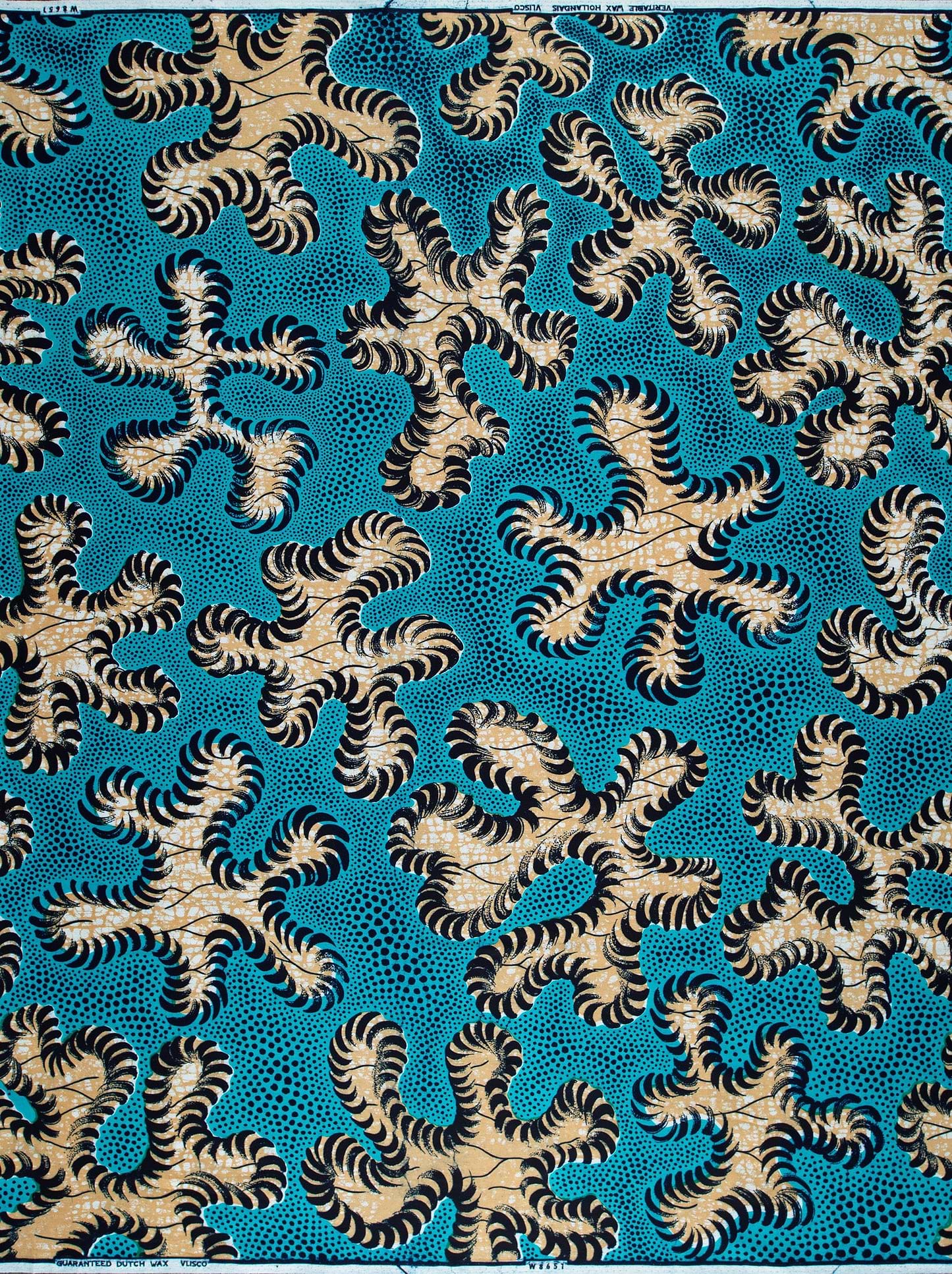 Vibrant turquoise fabric bold black wax hollandais vlw8651.002