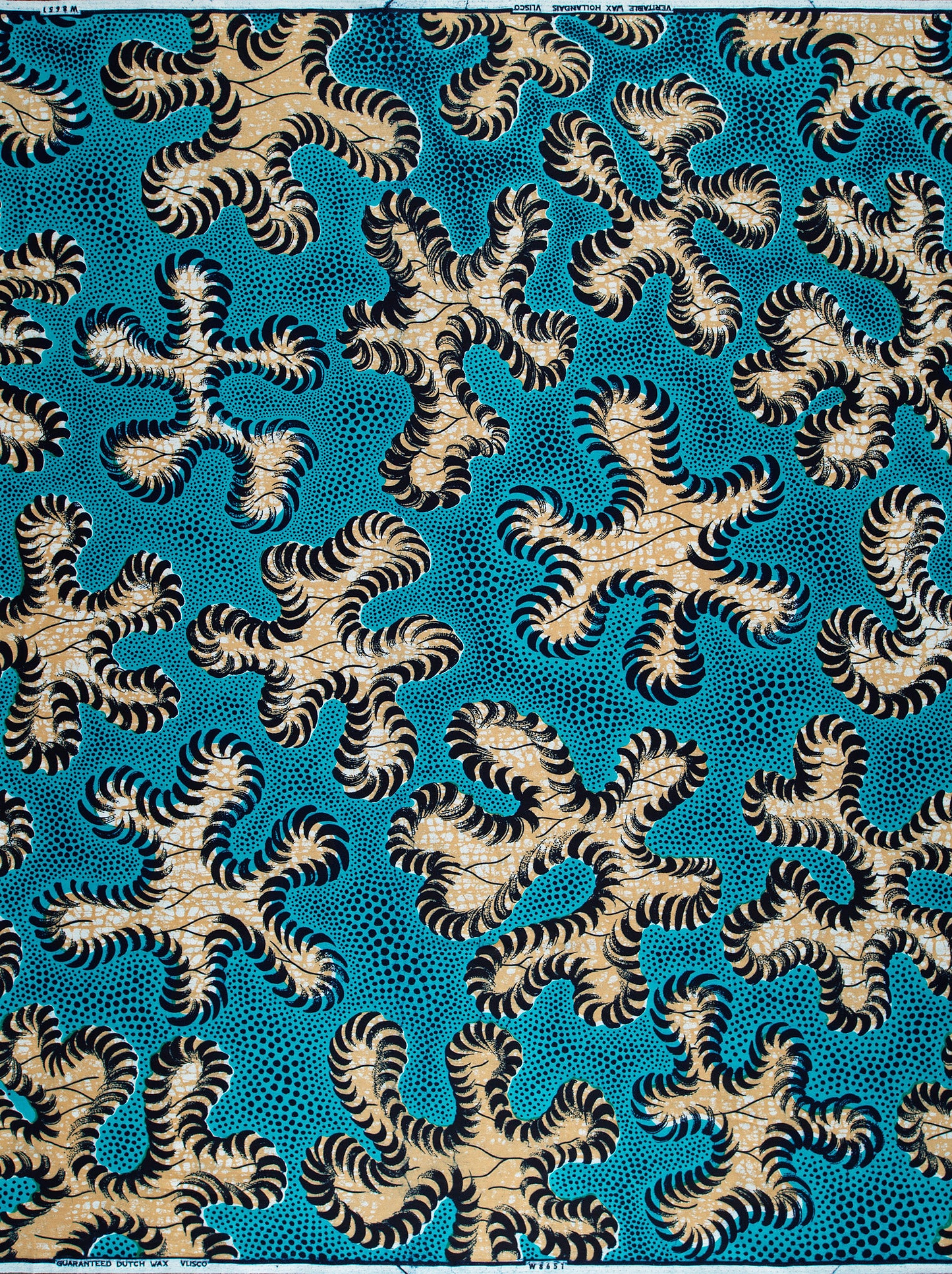 Vibrant turquoise fabric bold black wax hollandais vlw8651.002
