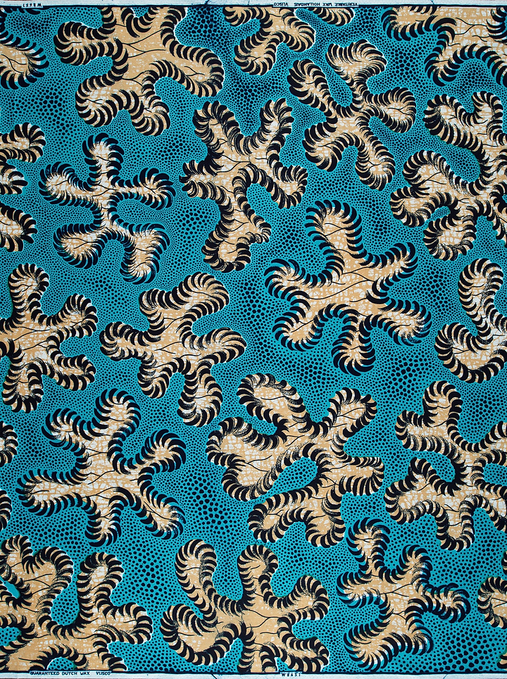 Vibrant turquoise fabric bold black wax hollandais vlw8651.002