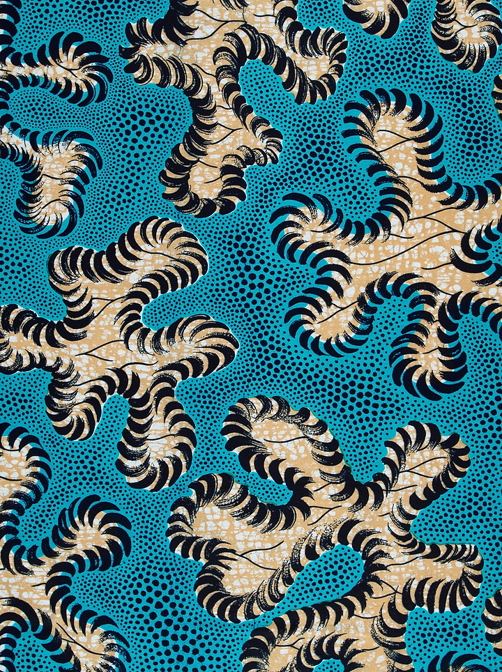 Vibrant turquoise fabric bold black wax hollandais vlw8651.002