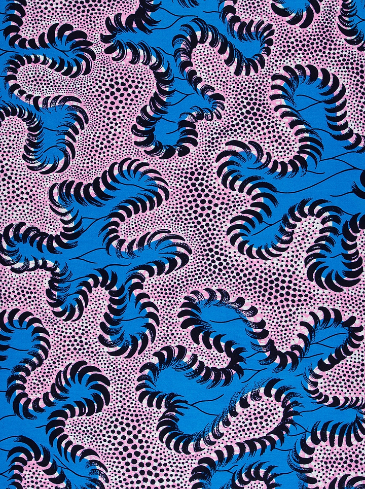 Vibrant blue pink patterned fabric wax hollandais vlw8651.003