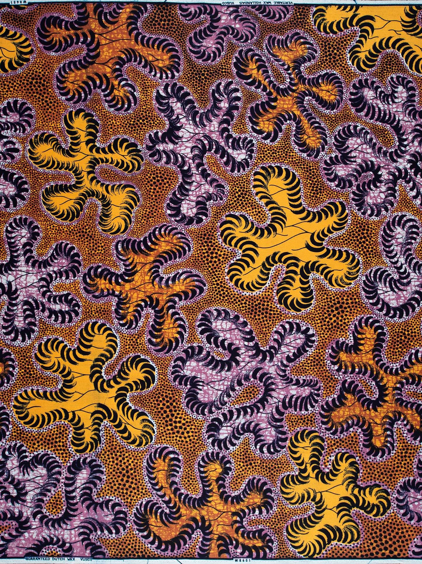 Vibrant orange purple patterned african wax hollandais vlw8651.004