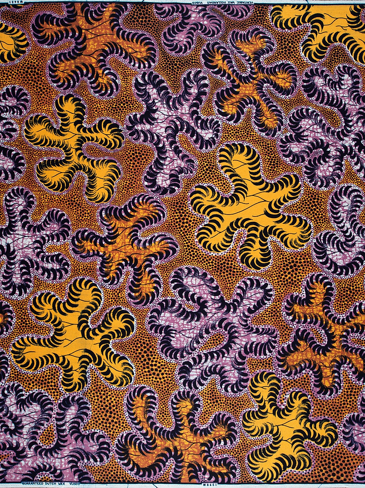 Vibrant orange purple patterned african wax hollandais vlw8651.004