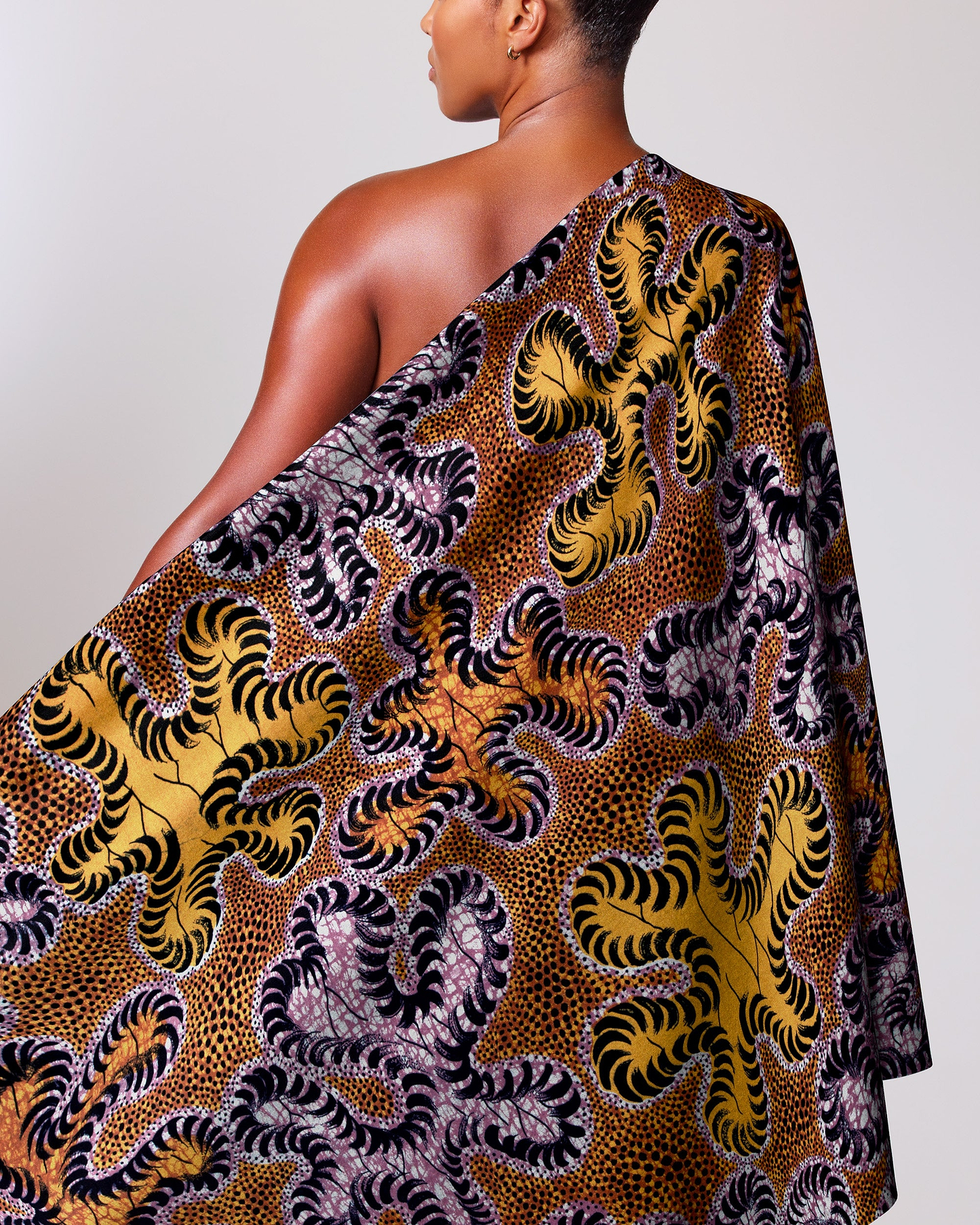 Vibrant one-shoulder wrap dress made wax hollandais vlw8651.004