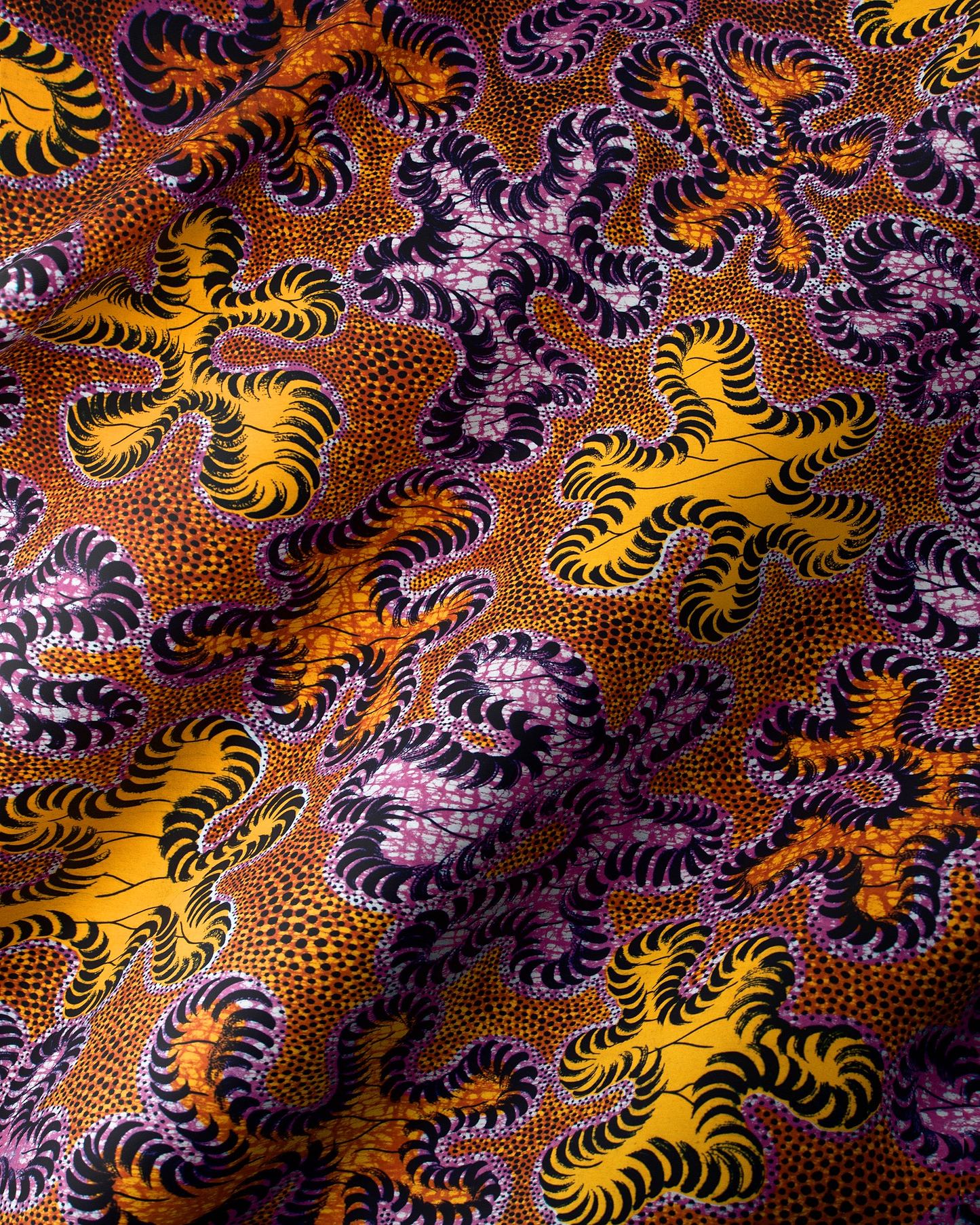Vibrant orange fabric bold yellow wax hollandais vlw8651.004
