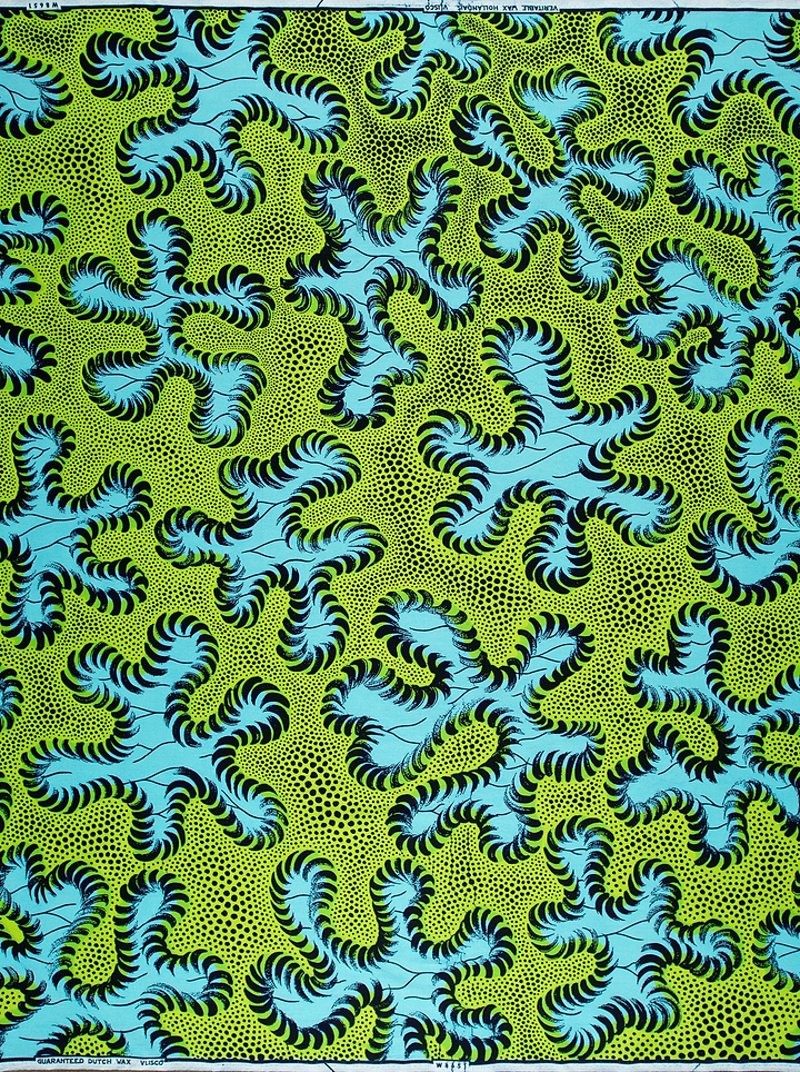 Vibrant green turquoise african print wax hollandais vlw8651.006