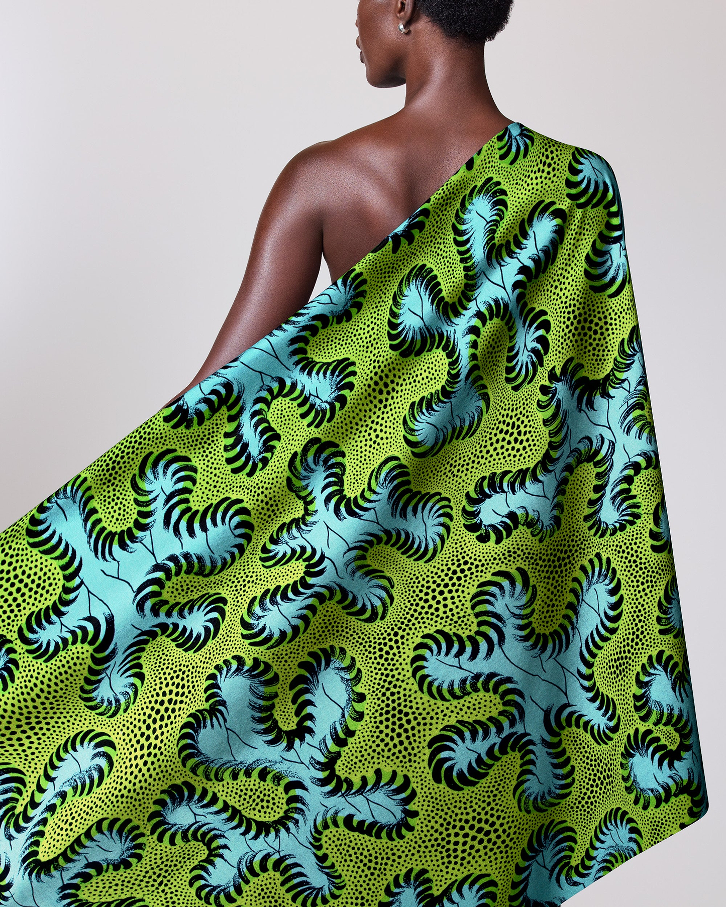 Vibrant green teal patterned fabric wax hollandais vlw8651.006