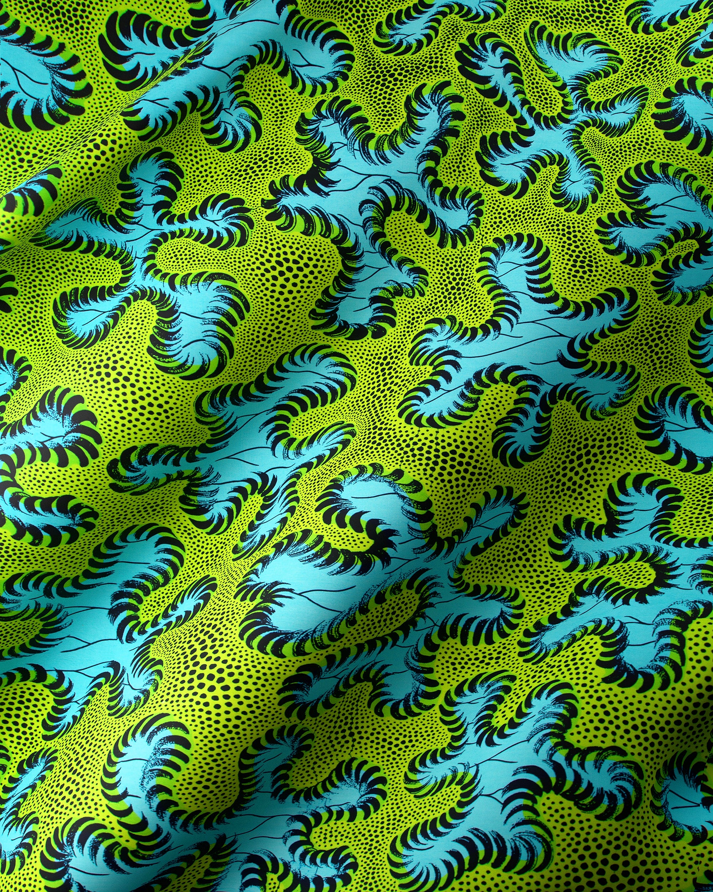 Vibrant lime green turquoise fabric wax hollandais vlw8651.006